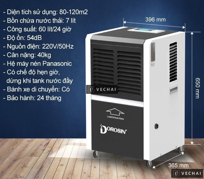 Máy hút ẩm công nghiệp Dorosin Airko ERS-860L công suất 60 lít/ngày