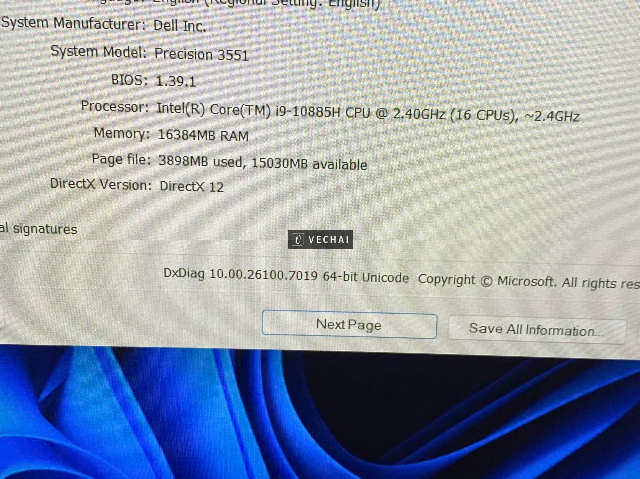 Laptop Dell Precision 3551 Cpu I9 10885H. Vga Nvidia Quadro P620 4G. 15''6 FHD. Ram 16G. SSD 256G.