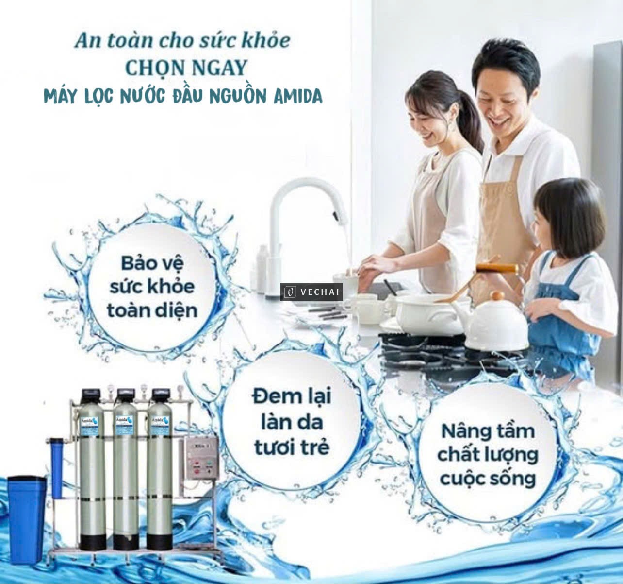 Hệ thống cột lọc tổng nước đầu nguồn Amida