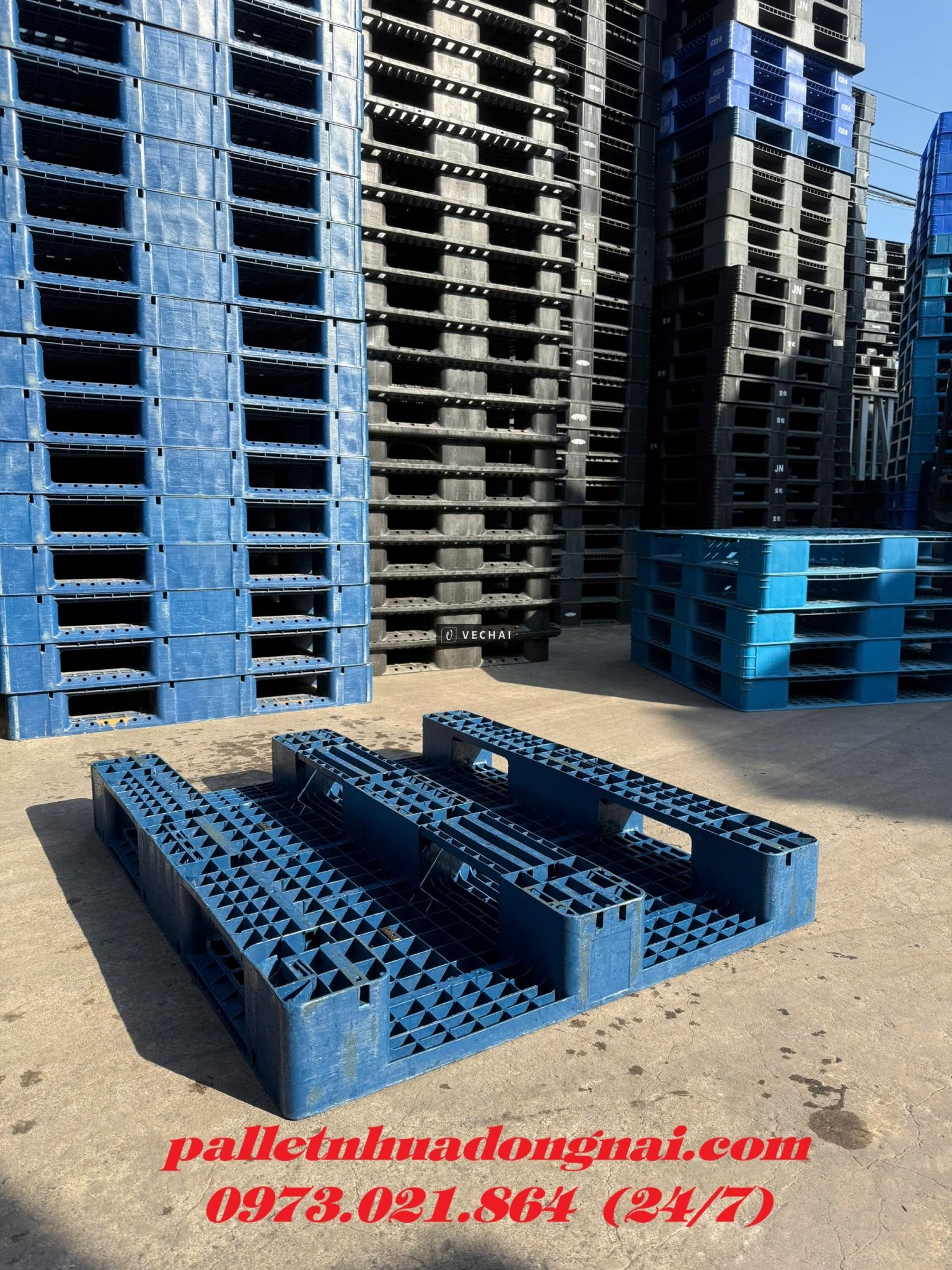 Xả Hàng Pallet Nhựa Màu Xanh – Size 1200x1000x150mm