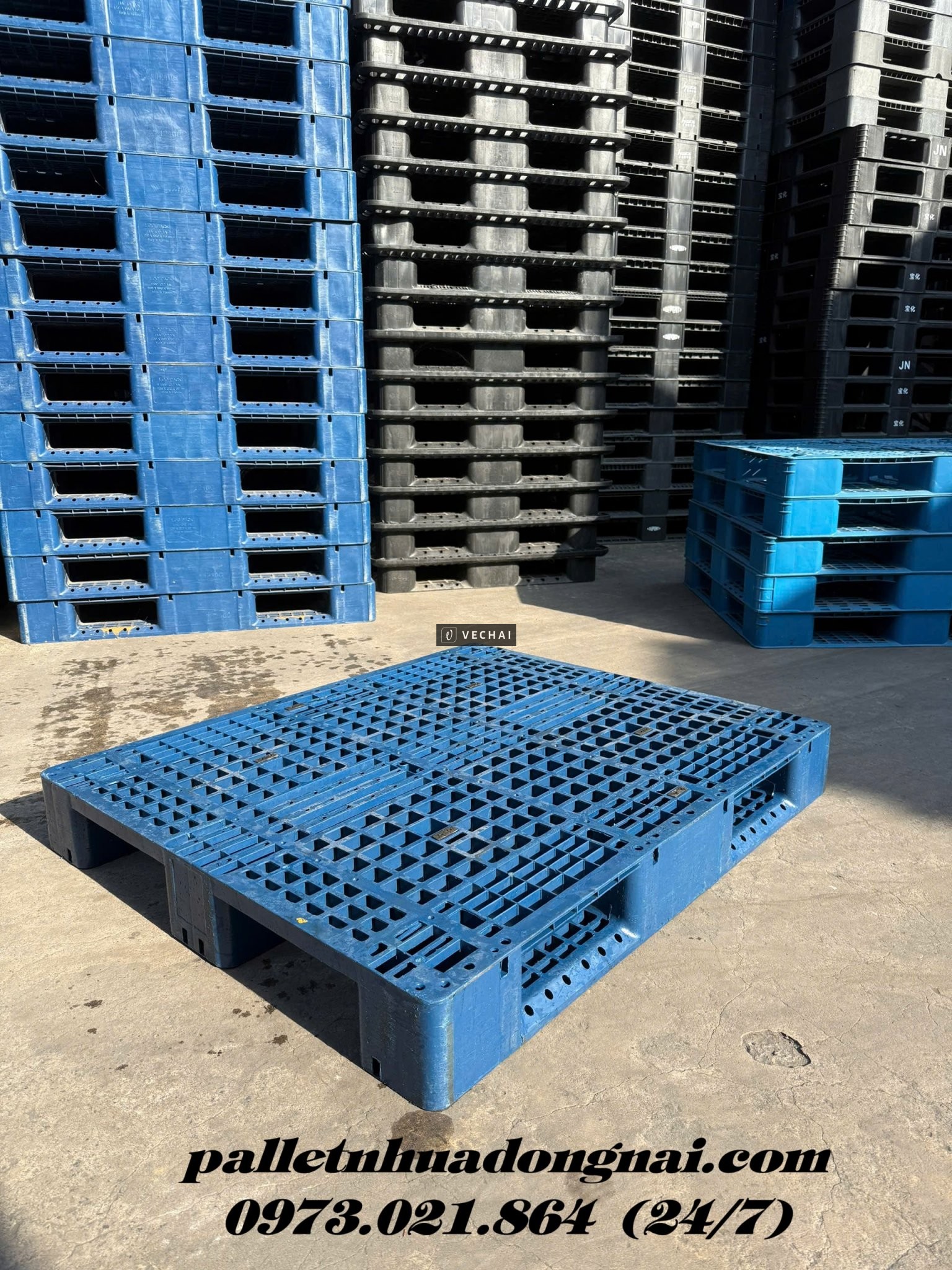 Xả Hàng Pallet Nhựa Màu Xanh – Size 1200x1000x150mm