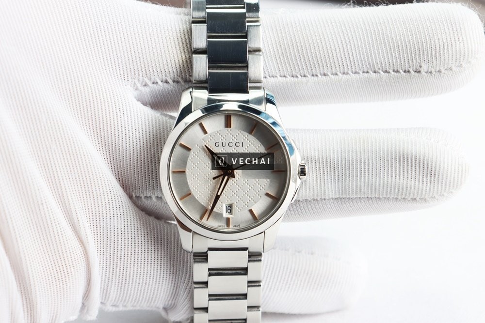 ĐH Nữ Gucci G-Timeless YA126523 – Kim & cọc số mạ Vàng Hồng – Size 27mm