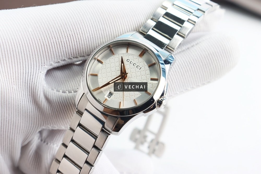 ĐH Nữ Gucci G-Timeless YA126523 – Kim & cọc số mạ Vàng Hồng – Size 27mm
