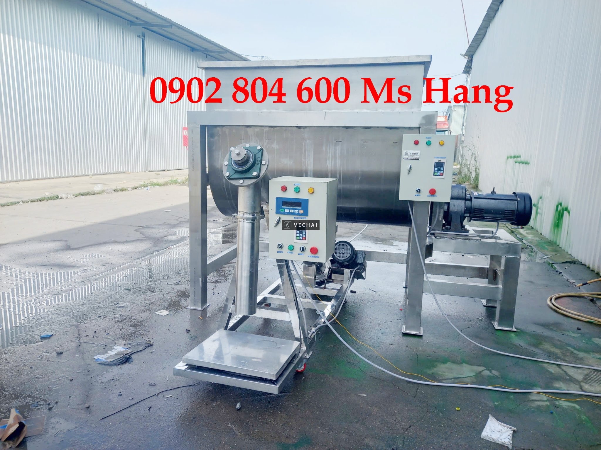 Máy trộn bột khô tích hợp vít tải cân định lượng