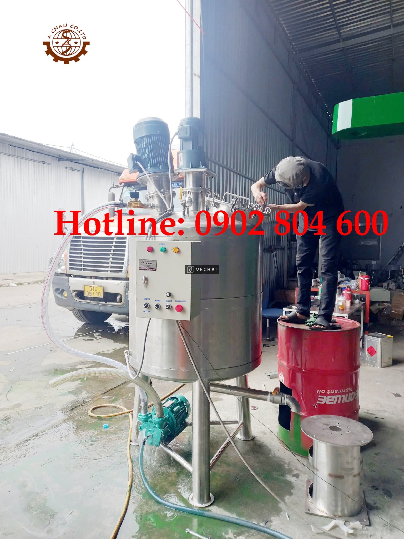 Bồn khuấy kem ủ tóc 500 lít hút chân không