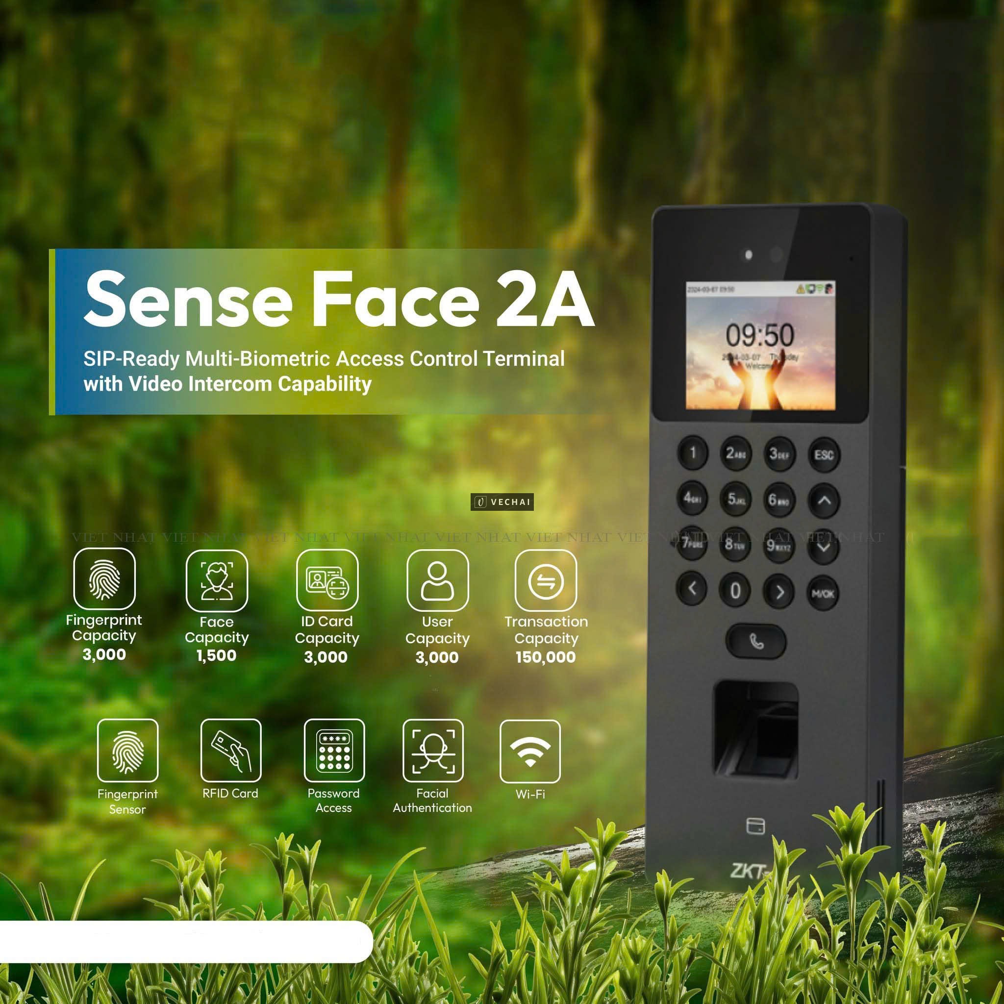 Máy chấm công, kiểm soát cửa ZKteco SenseFace 2A