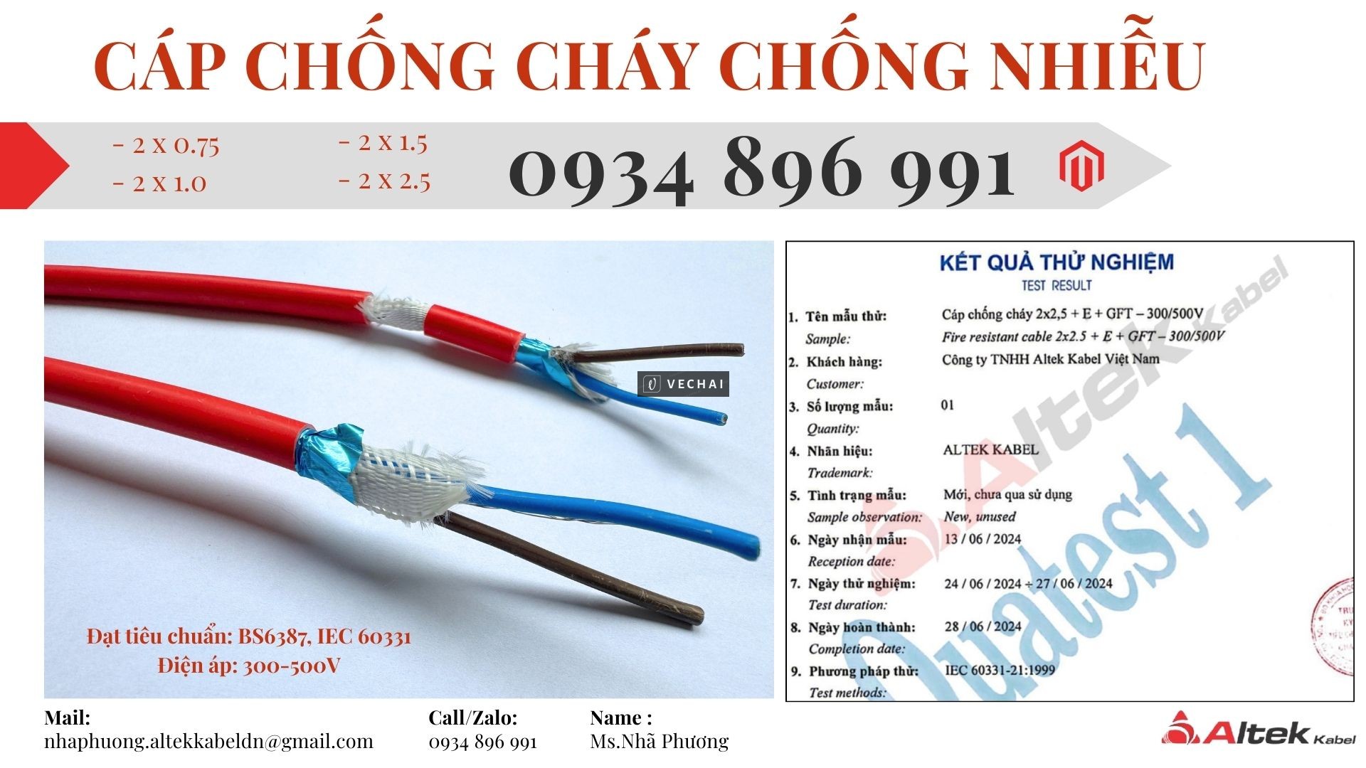 Cáp Chống Cháy Chống Nhiễu 2×0.75 /1.0 /1.5 /2.5 mm2 Hà Tĩnh, Thanh Hóa, Nghệ An.