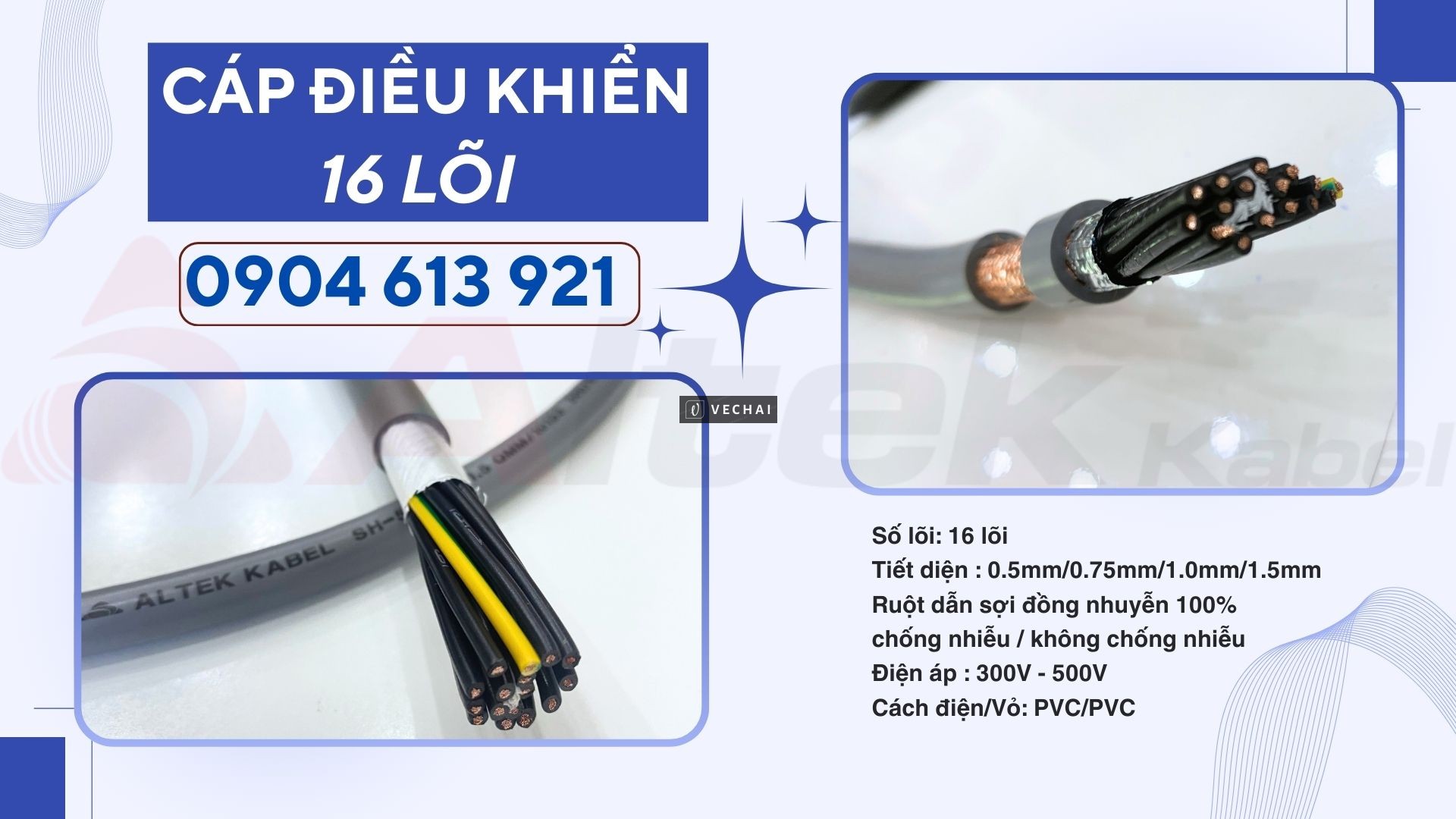 Cáp điều khiển 16×0.5/16×0.75/16×1.0/16×1.5 Altek Kabel chính hãng nhập khẩu