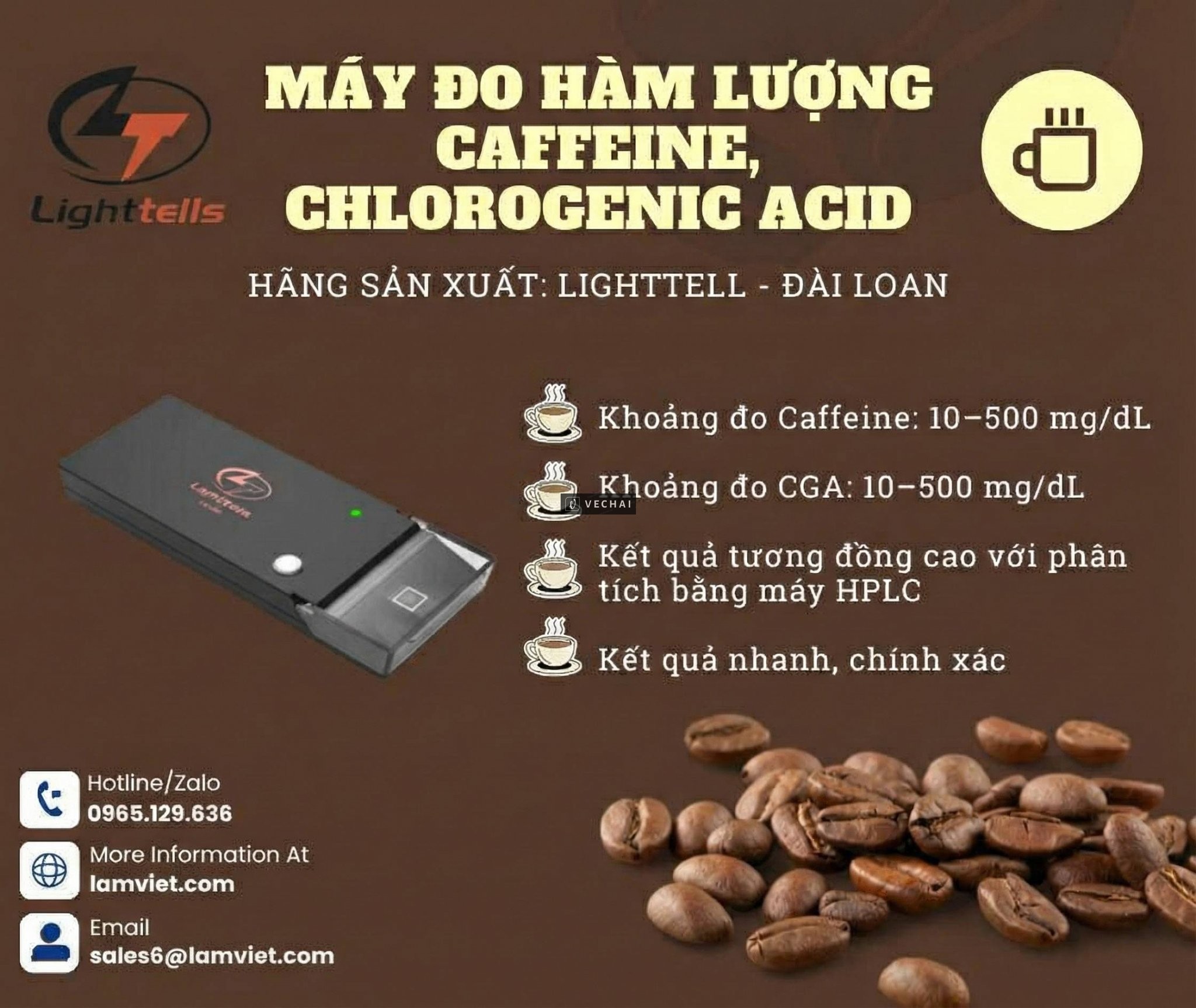 MÁY PHÂN TÍCH CAFFEINE VÀ CGA – LIGHTTELLS