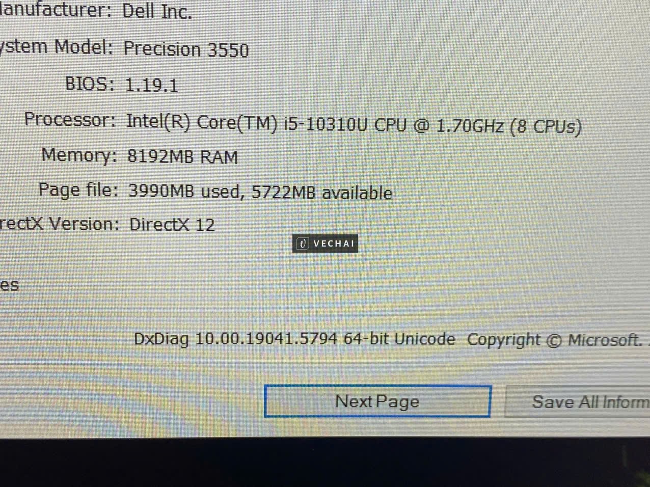 Laptop Dell Precision 3550 Cpu I5 10310U. Ram 8G. SSD 256G. VGA RỜI. 15''6 FHD