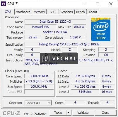 Thanh lý máy case chip Intel Xeon E3-1220 V3  Ram 8Gb SSD 128Gb + 1Tb HDD VGA RX470 8Gb – thông số: