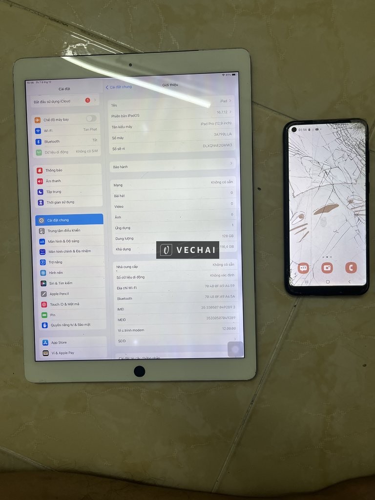 Bán Ipad pro 12.9 gen 1 samsung A11 bể kính
