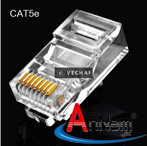 Hạt mạng RJ45 Commscope Cat5E mã 5-554720-3, hạt mạng + chụp Cat7/Cat6A chống nhiễu FTP có đuôi