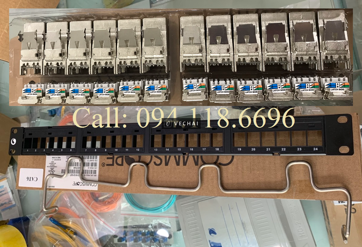 Patch Panel CAT6A AMP (Commscope) chống nhiễu, 24 port. Mã 1933319-2