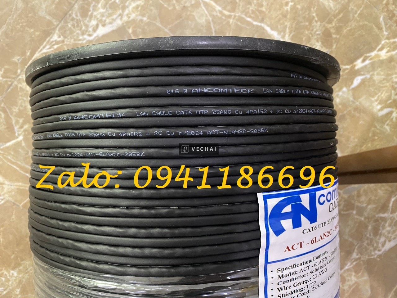 Phân phối độc quyền cáp mạng Cat6 UTP liền nguồn ngoài trời, cáp Cat6A/Cat7/Cat8 hãng Ancomteck