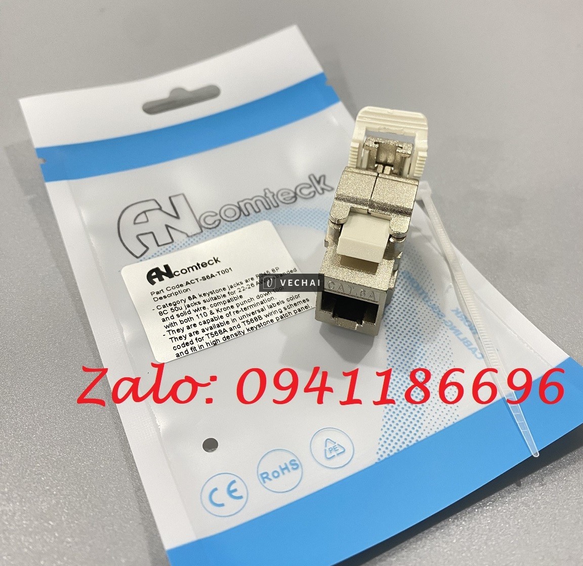 Ổ cắm RJ45 đa năng CAT6A FTP Shielded chống nhiễu (100/1000) Ancomteck mã ACT-S6A-T001, ACT-JK28