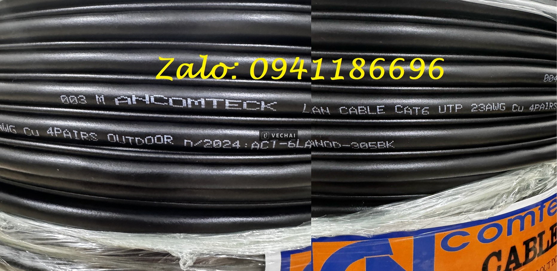 Cáp mạng CAT6 ngoài trời UTP – có dây chịu lực gia cường – Outdoor ACT-6LANOD-305BK