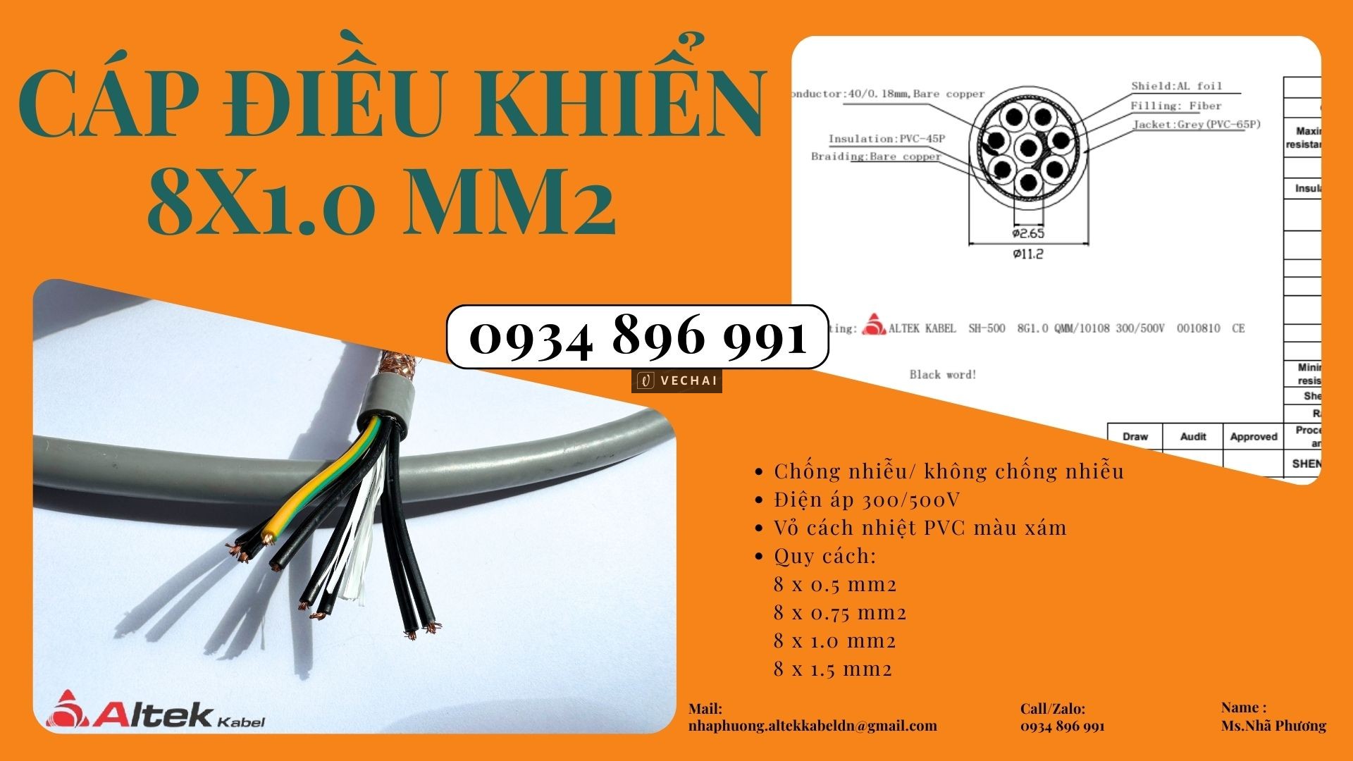Cáp Điều Khiển 8 x 0.75mm² phân phối tại Thanh Hóa, Hải Phòng, Quảng Bình