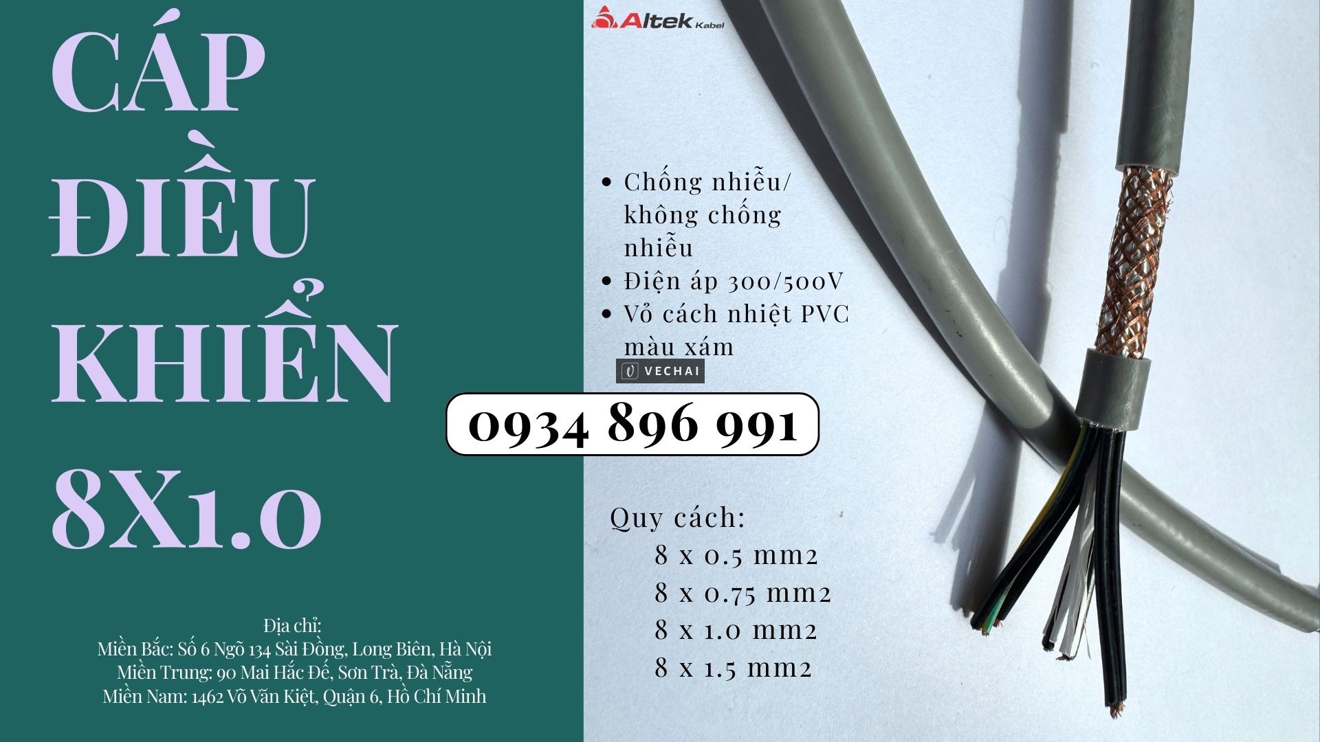 Cáp Điều Khiển 8 x 0.75mm² phân phối tại Thanh Hóa, Hải Phòng, Quảng Bình