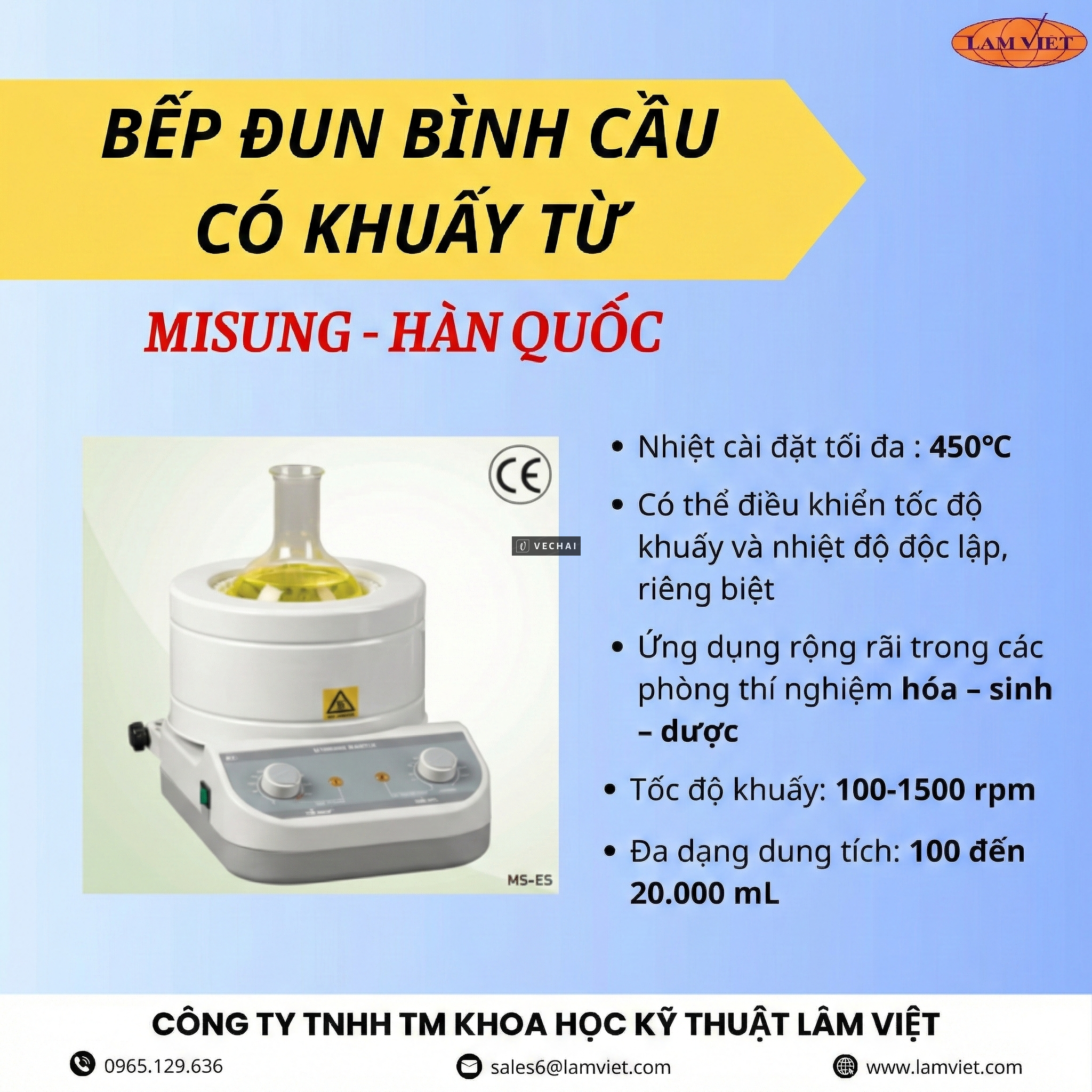 Bếp đun bình cầu có khuấy từ Misung