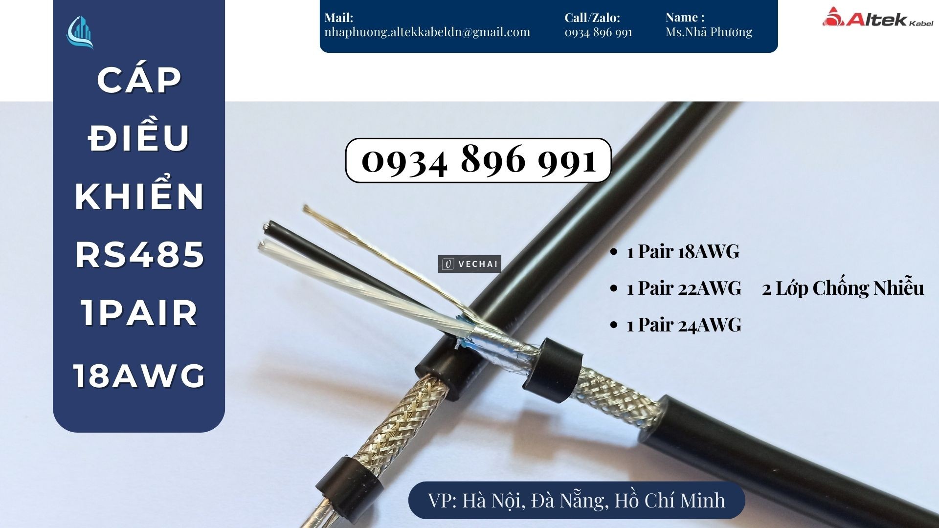 Cáp Tín Hiệu Rs485 1 Pair 18 Awg Cần Thơ, Bình Dương, Vũng Tàu