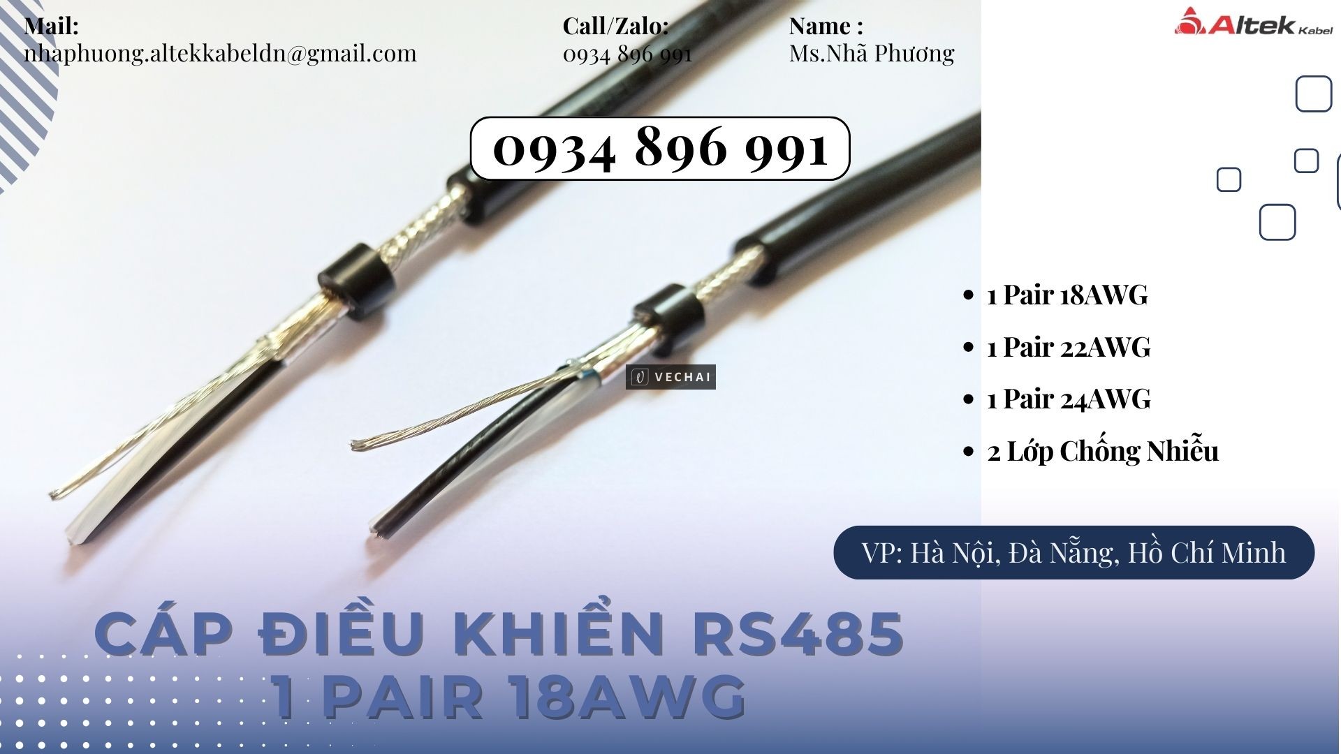Cáp Tín Hiệu Rs485 1 Pair 18 Awg Cần Thơ, Bình Dương, Vũng Tàu