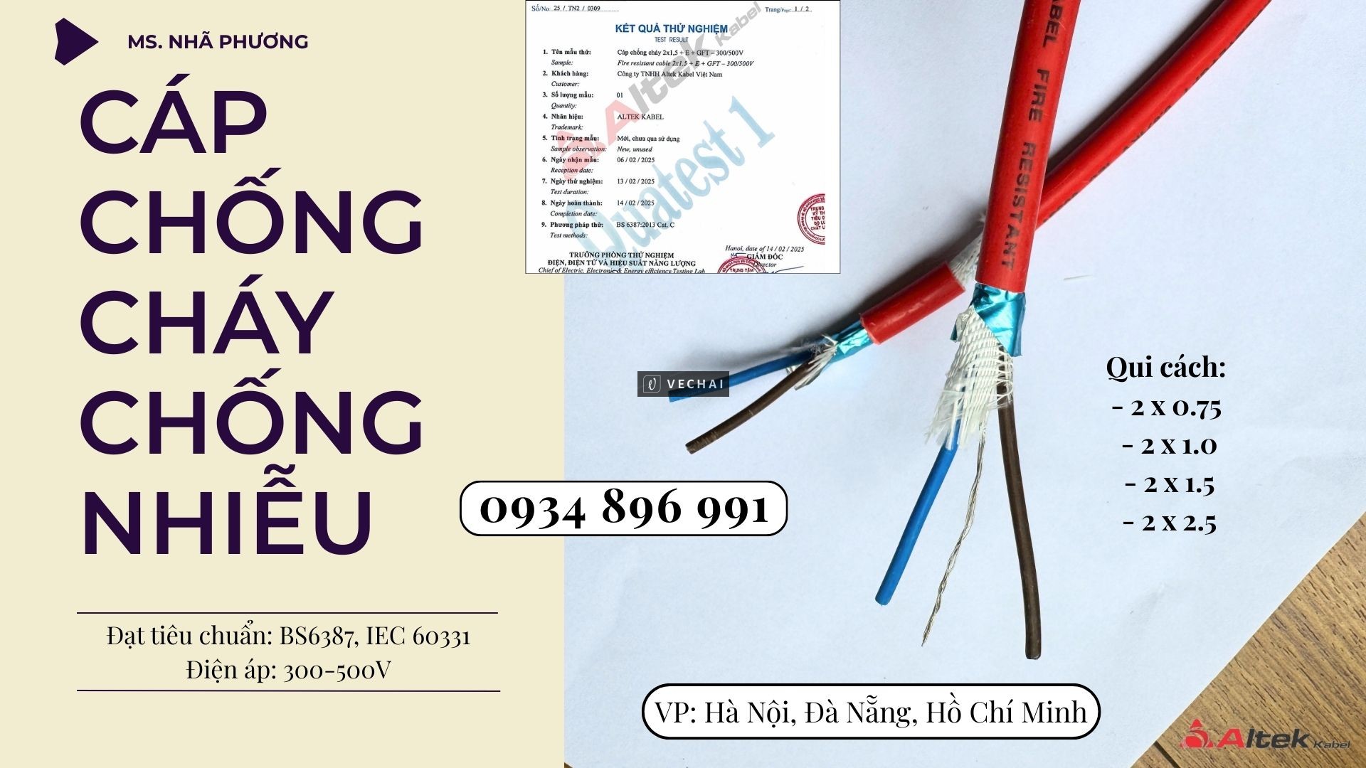 Dây Điện Chống Cháy Chống Nhiễu 2×2.5 Đạt Chuẩn BS 6387 – IEC 60331 | Có Hàng Sơn La – Hòa Bình – Yê