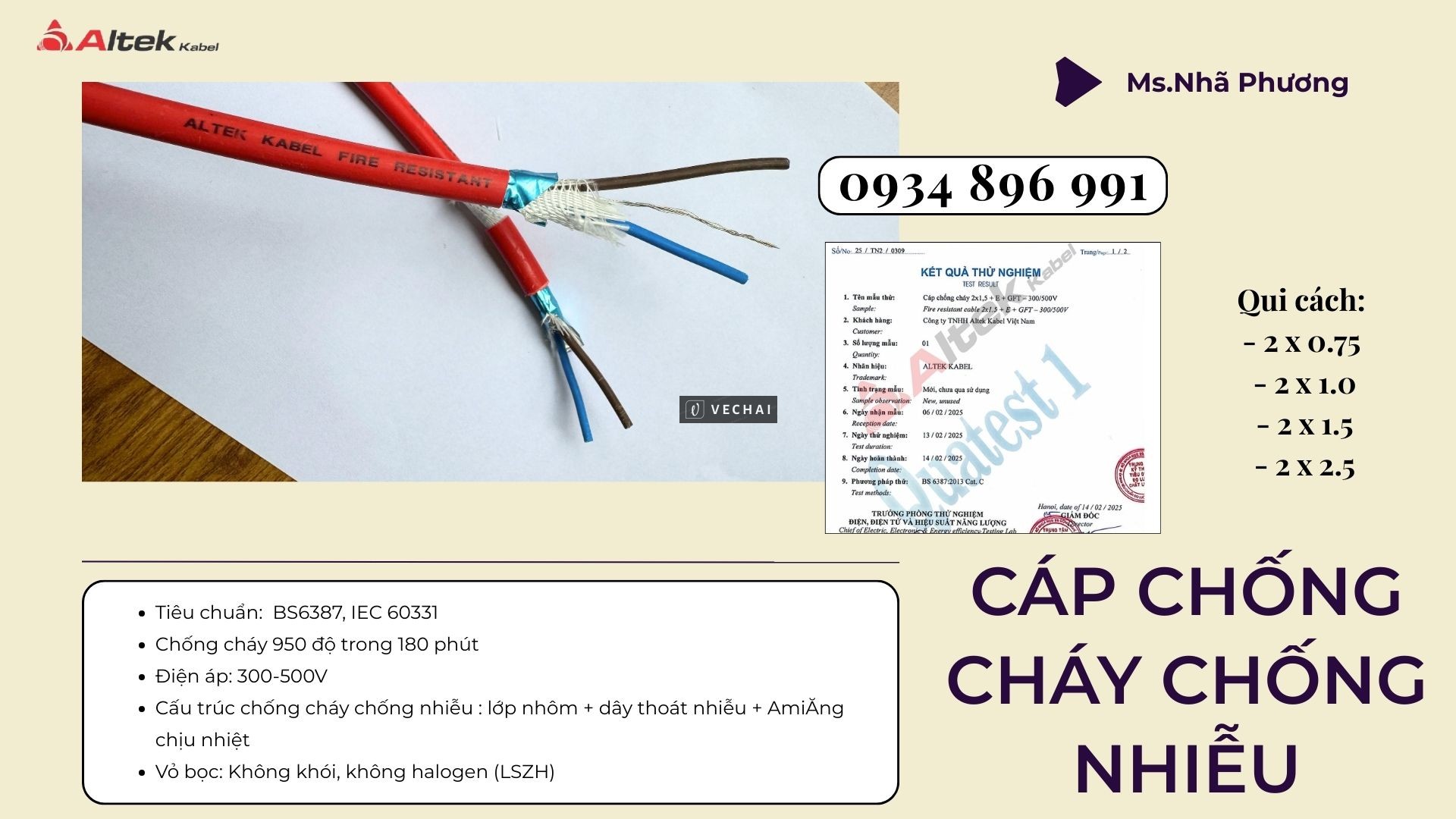 Dây Điện Chống Cháy Chống Nhiễu 2×2.5 Đạt Chuẩn BS 6387 – IEC 60331 | Có Hàng Sơn La – Hòa Bình – Yê