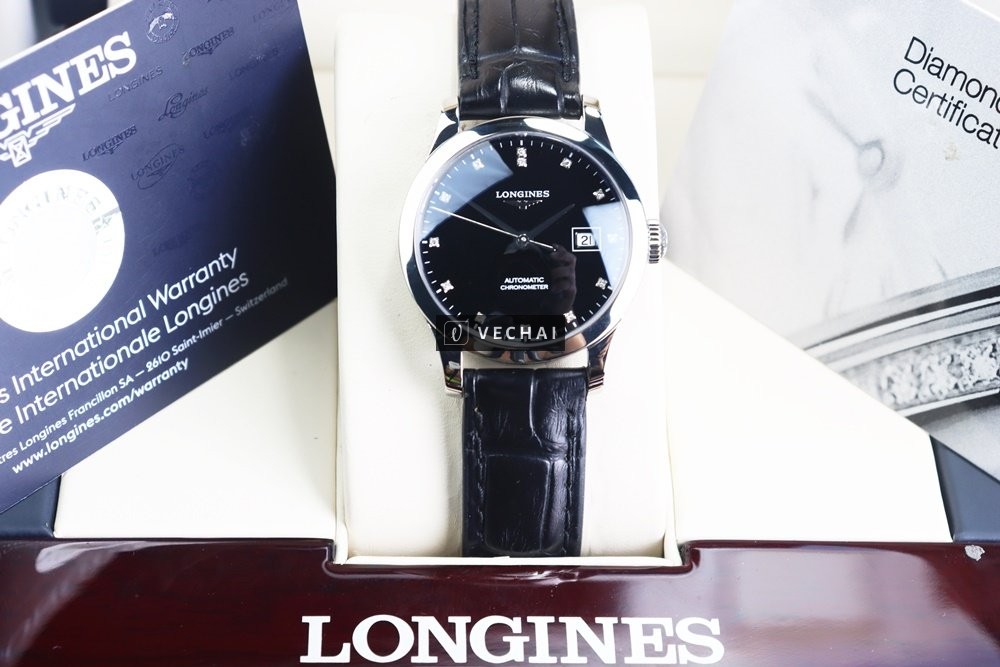 ĐH Nữ Longines Record L2.321.4.57.2 Chronometer; Cọc số Kim Cương; Size 30mm