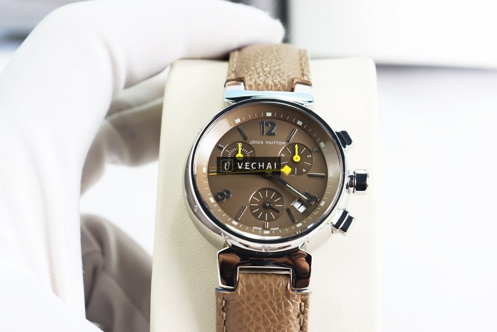 ĐH Nữ Louis Vuitton Q1322 Tambour Chronograph – 6 kim – Size 34mm