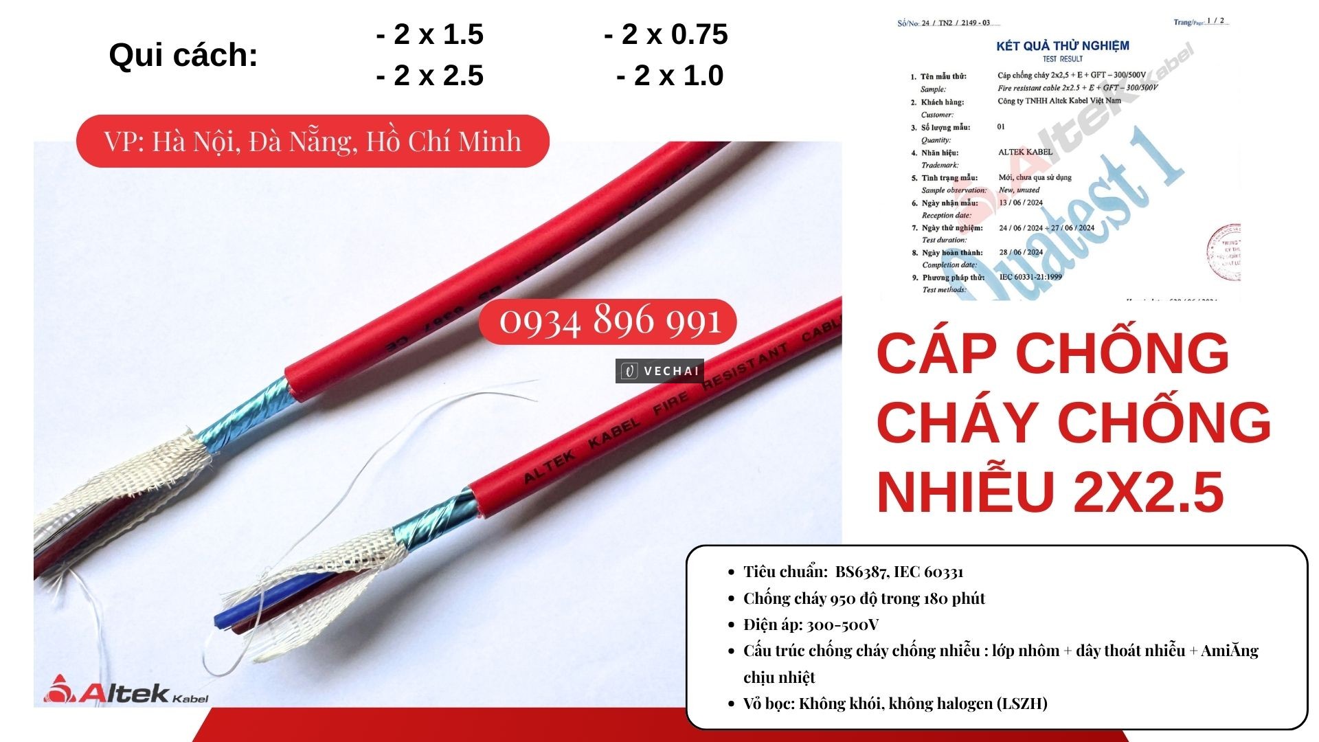Cáp chống cháy chống nhiễu 2×2.5mm² sẵn kho Đà Nẵng – TP.HCM – Hà Nội | Đủ CO, CQ