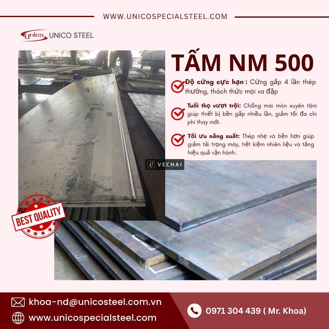 THÉP TẤM NM500: "LỚP GIÁP" SIÊU CỨNG – GIẢI PHÁP CHỐNG MÀI MÒN CỰC HẠN