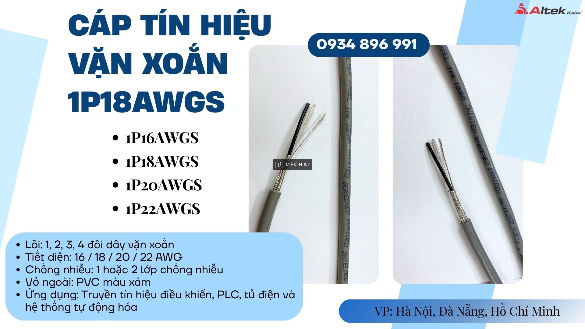 Cáp Tín Hiệu Twisted Pair 1P 18 AWG Giá Tốt – Có Sẵn Nghệ An, Thanh Hóa, Hà Tĩnh