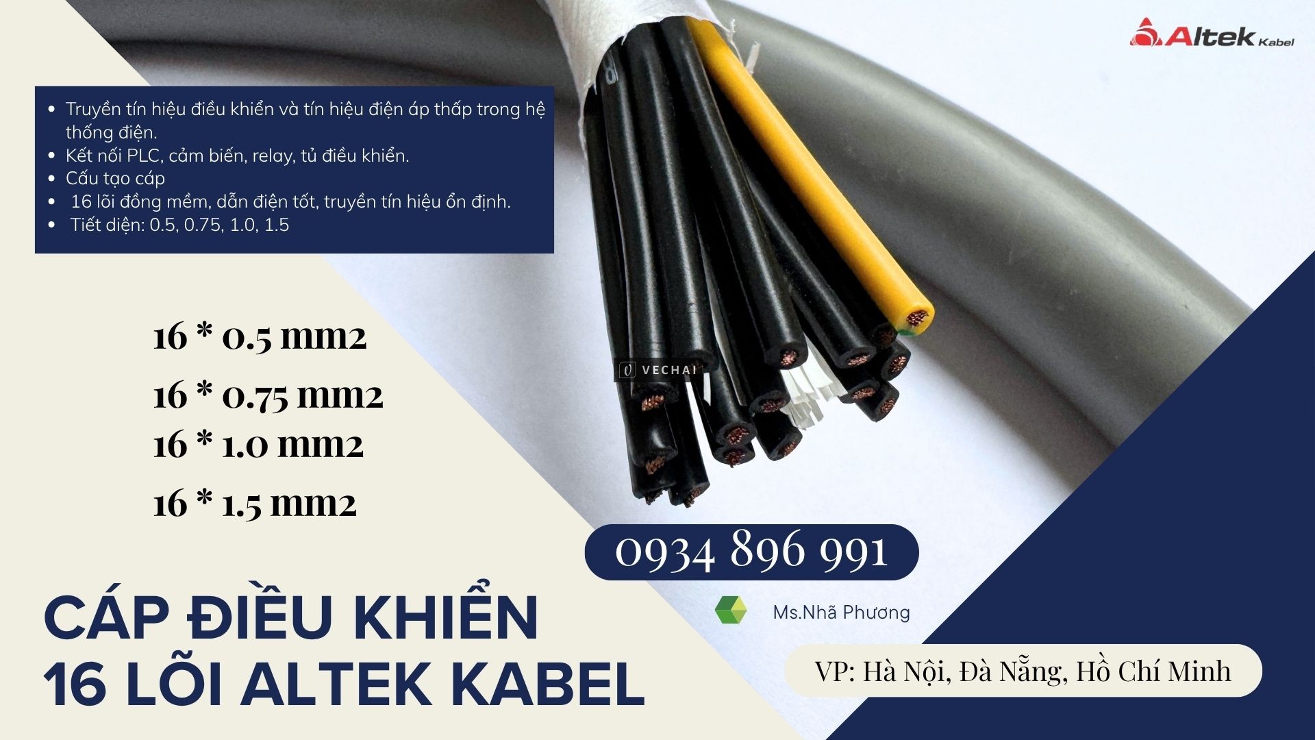 Cáp Điều Khiển 16 Lõi 0.75mm² Giá Tốt – Sẵn Kho Đà Nẵng, Hà Nội, TP.HCM