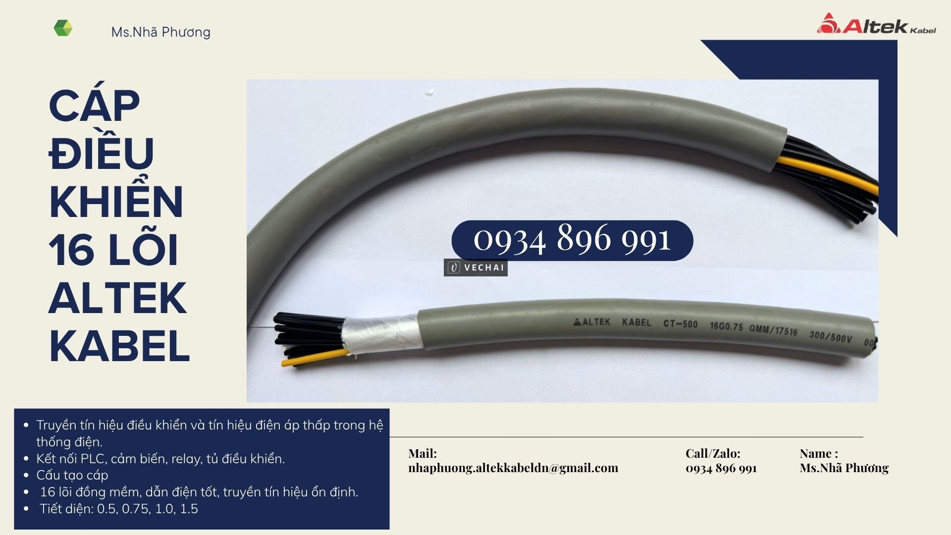 Cáp Điều Khiển 16 Lõi 0.75mm² Giá Tốt – Sẵn Kho Đà Nẵng, Hà Nội, TP.HCM