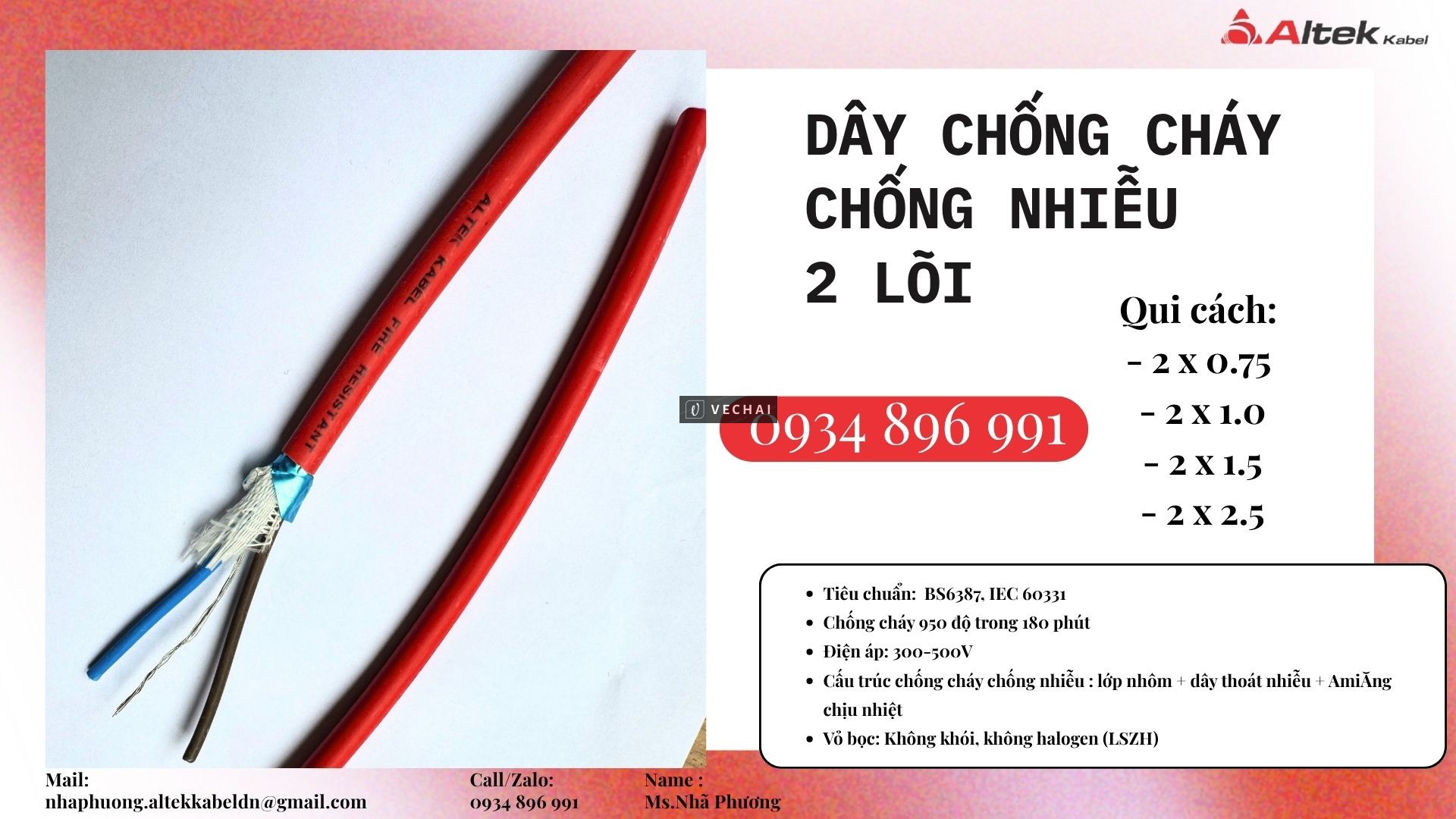 Cáp 2×1.0mm² Chống Cháy Altek Kabel – Luôn Có Sẵn Gia Lai, Đắk Lắk, Kon Tum