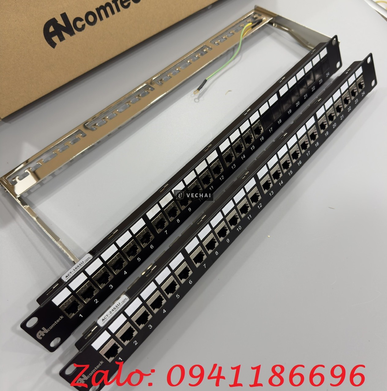 Đại lý phân phối Thanh đấu nối mạng PATCH PANEL STP 24 cổng CAT6A mã ACT-24S1U, ACT-6A-88 ANCOMTECK