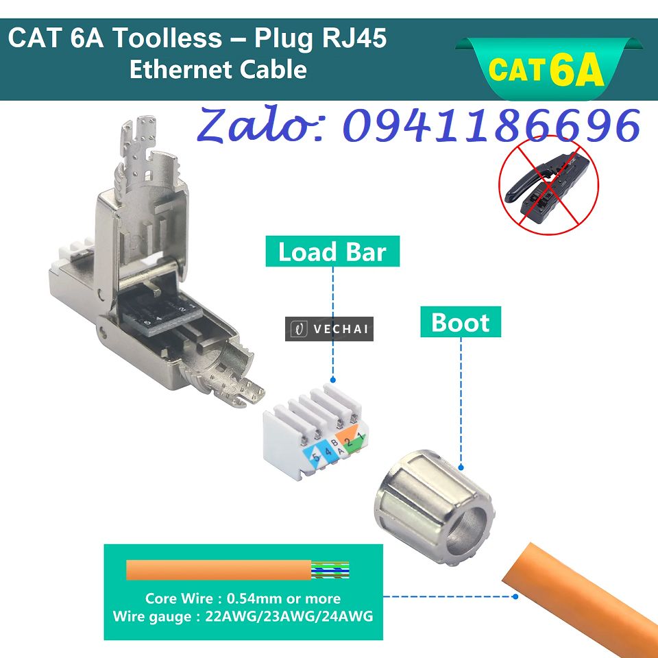 Annam chuyên phân phối Hạt mạng công nghiệp Cat6A không dùng tool hãng Ancomteck