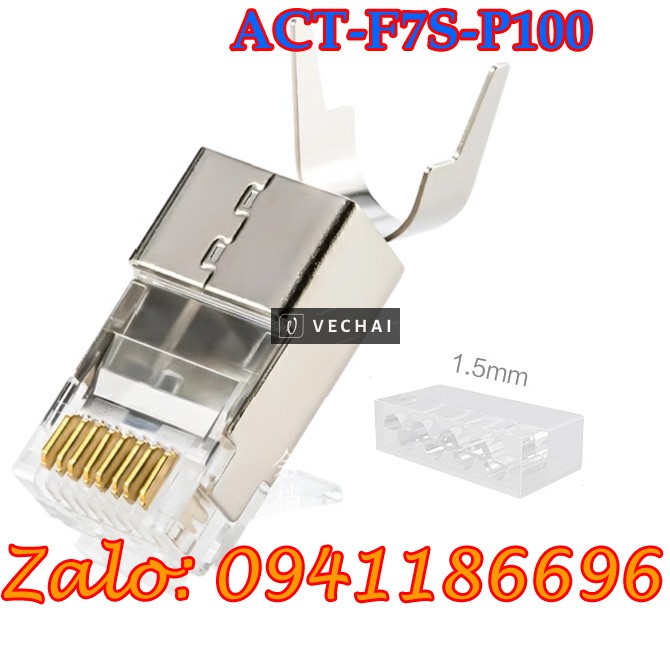 Đầu bấm mạng RJ45 CAT7 ANCOMTECK cho cáp chống nhiễu FTP & SFTP ACT-F7S-P100, giá tốt cho dự án