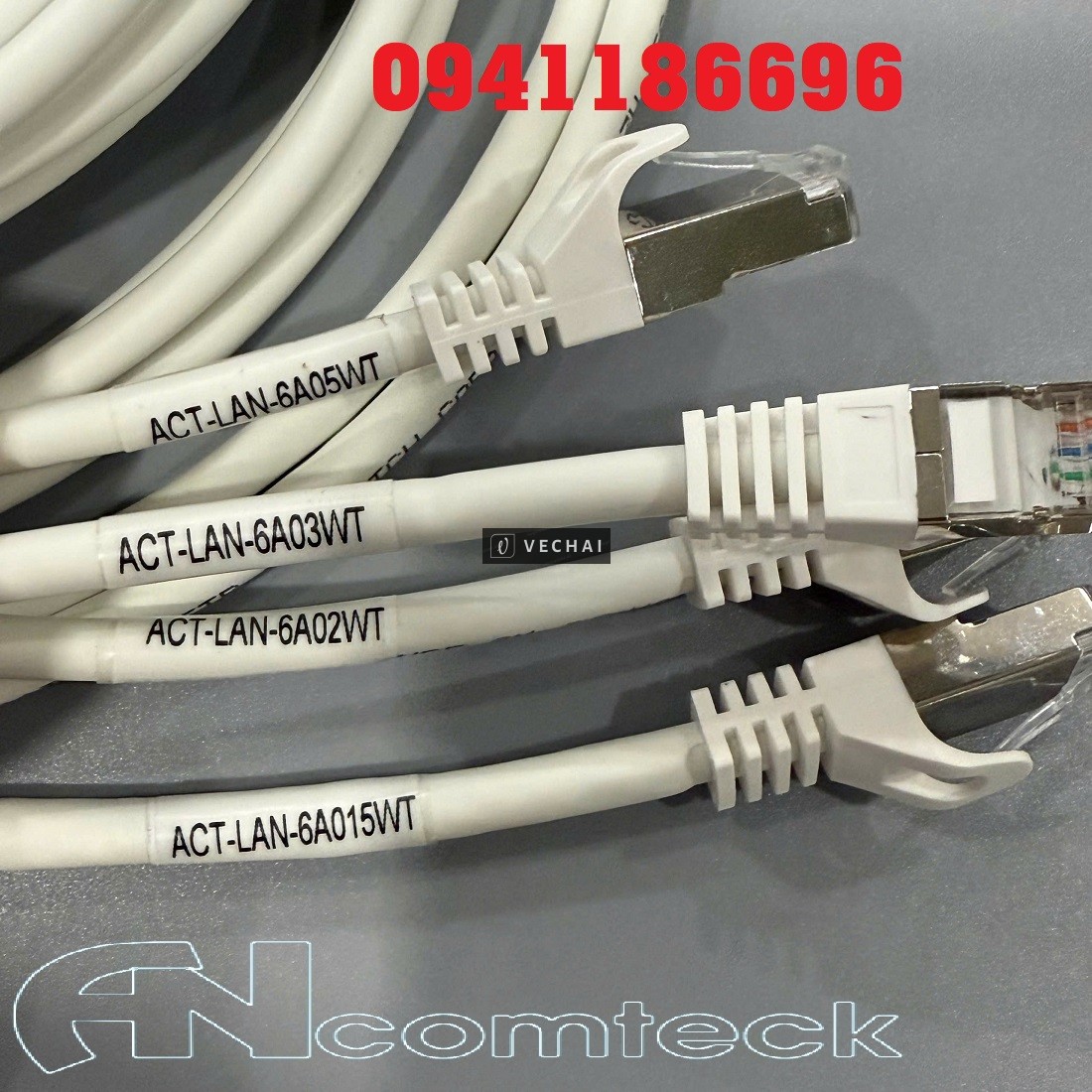 Dây nhảy PATCH CORD Cat6A S-FTP, Shielded, LSZH, White, 1.5M-2M-3M đúc – ANCOMTECK, sẵn kho