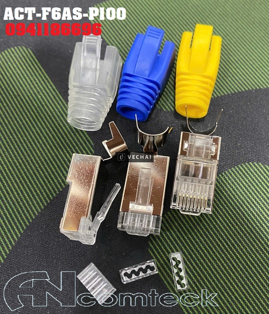Đầu bấm mạng CAT6A chống nhiễu FTP ACT-F6AS-P100 hãng Ancomteck