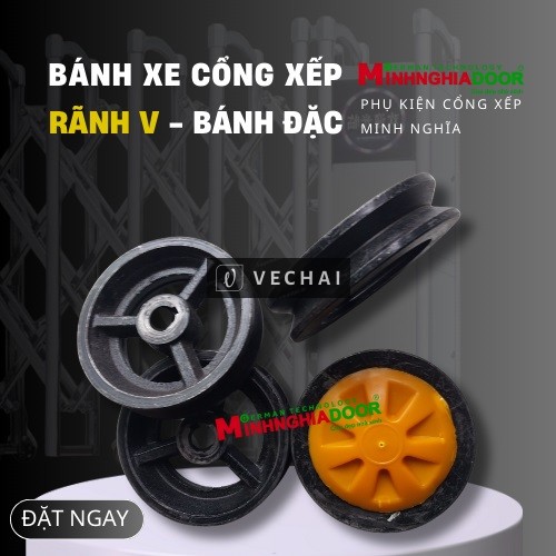 Cấu tạo bánh xe cổng xếp rãnh V đúc sắt nguyên khối