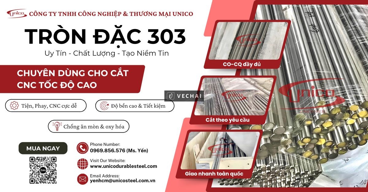 THÉP TRÒN ĐẶC INOX 303 (SUS303): GIẢI PHÁP VÀNG CHO GIA CÔNG CNC TỐC ĐỘ CAO