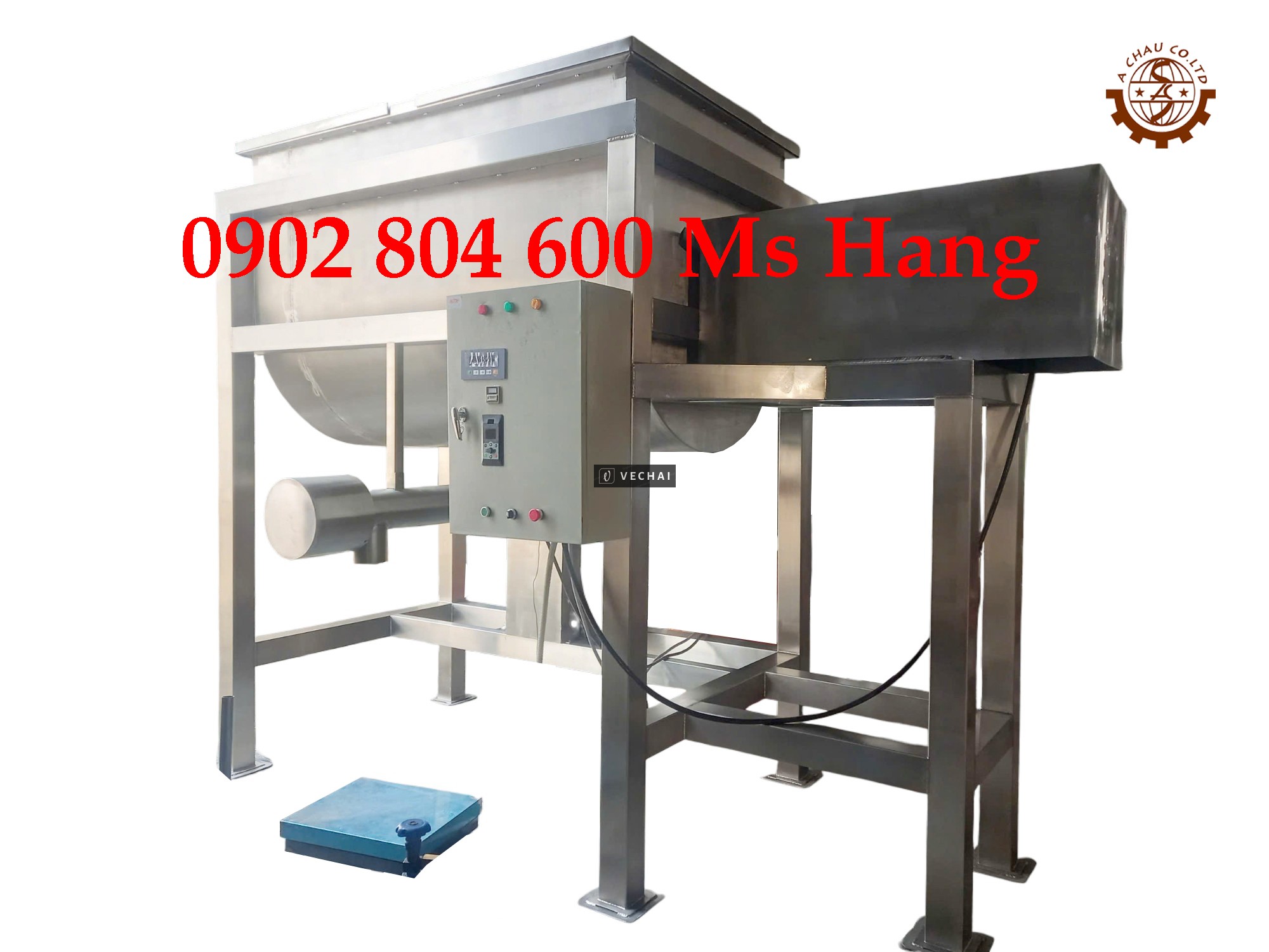 Máy trộn bột phụ gia 1000kg kết hợp với vít tải cân định lượng bột và sàn thao tác