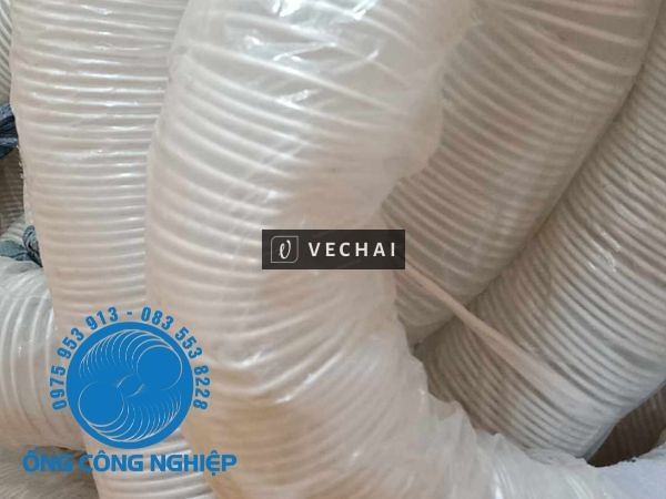 Ống hút bụi lõi thép D60, ống gió bụi trắng D60