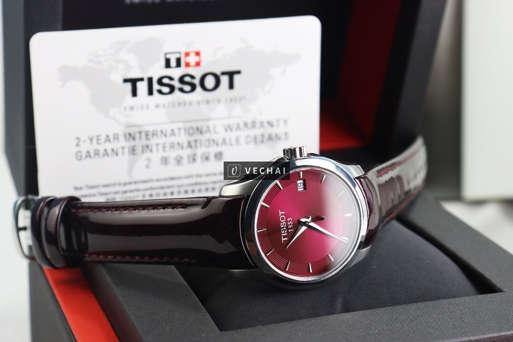 ĐH Nữ Tissot Couturier Lady T035.210.16.371 .01; Mặt Đỏ Đô; Size 32mm