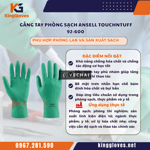 Găng Tay Phòng Sạch Ansell TouchNTuff 92-600