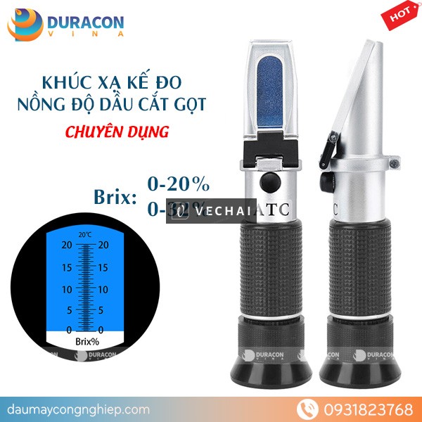 Khúc xạ kế đo nồng độ dầu cắt gọt cầm tay chuyên dụng ATC 0-20% Brix