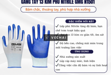 Găng Tay 13 Kim Phủ Nitrile GMG N1501 – Bám chắc, thoáng tay, phù hợp nhà xưởng