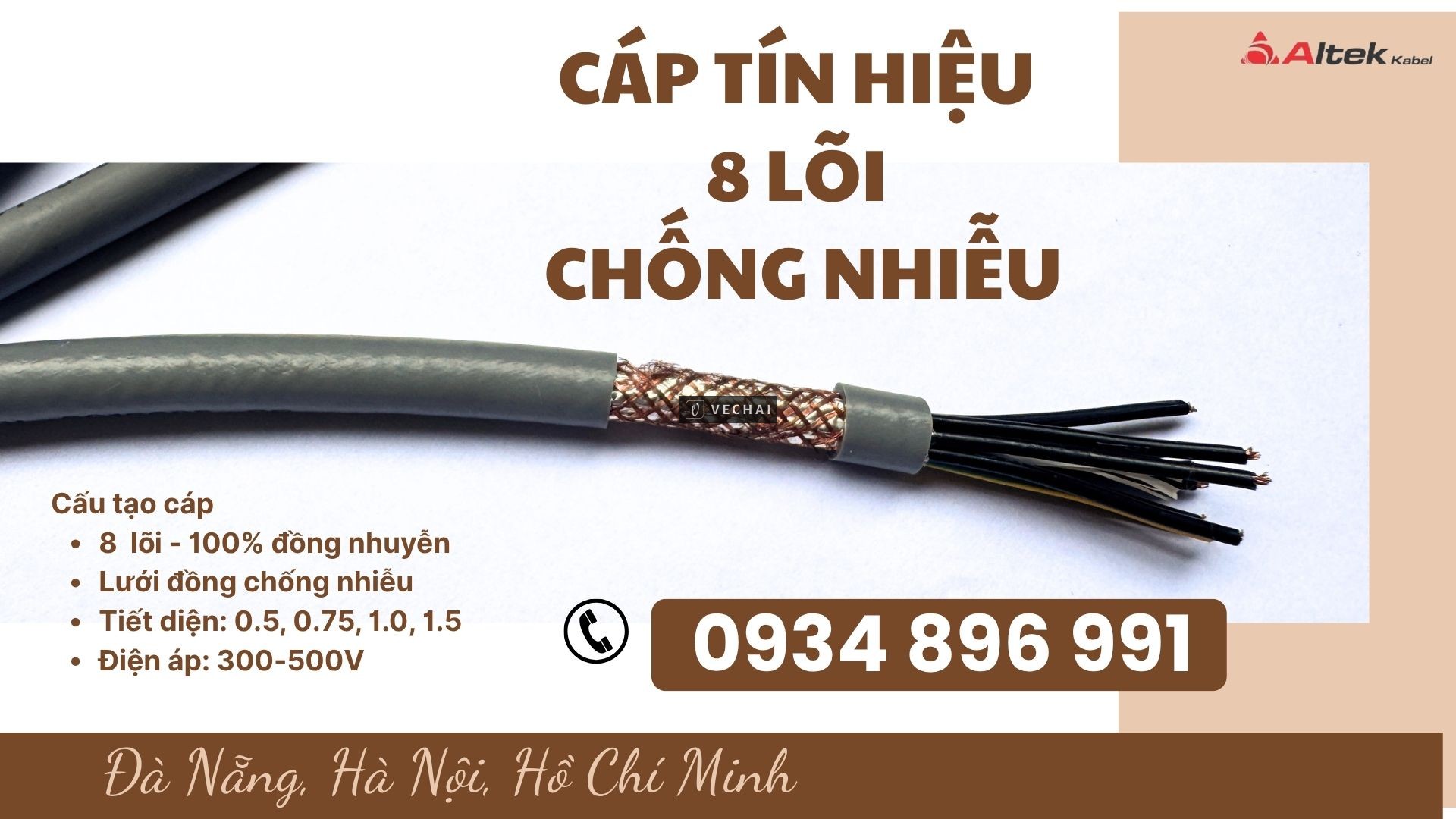 Cáp Tín Hiệu 8 x 1.5mm² chống nhiễu hỗ trợ giao hàng Hà Nội, Hưng Yên, Bắc Ninh